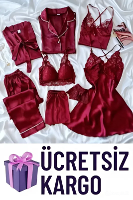 8 Parça Bordo Dev Çeyiz Seti 6682 - ÇeyizeDairHerşey