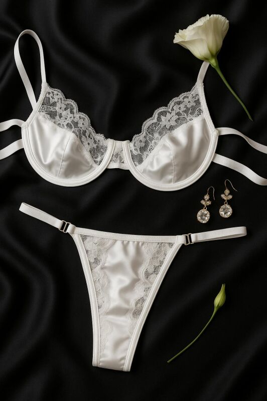 Amora Saten Sütyen Takım Beyaz 7016 - 1