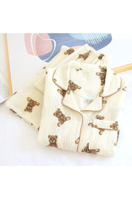 Beatiful Krinkıl Bear Örme Special Kumaş Pijama Takımı 6762 - ÇeyizeDairHerşey