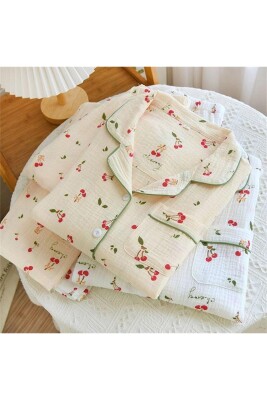 Beatiful Krinkıl Cherry Örme Special Kumaş Pijama Takımı 6761 - ÇeyizeDairHerşey