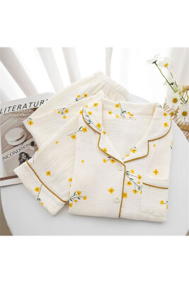 Beatiful Krinkıl Daisy Örme Special Kumaş Pijama Takımı 6763 - ÇeyizeDairHerşey