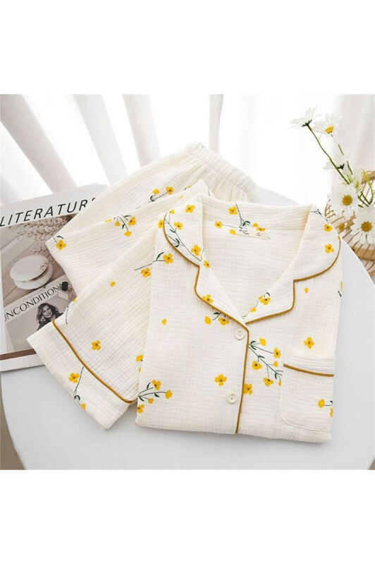 Beatiful Krinkıl Daisy Örme Special Kumaş Pijama Takımı 6763 - 1