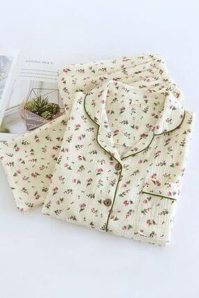 Beatiful Krinkıl Pink Cherry Örme Special Kumaş Pijama Takımı 6873 - 1