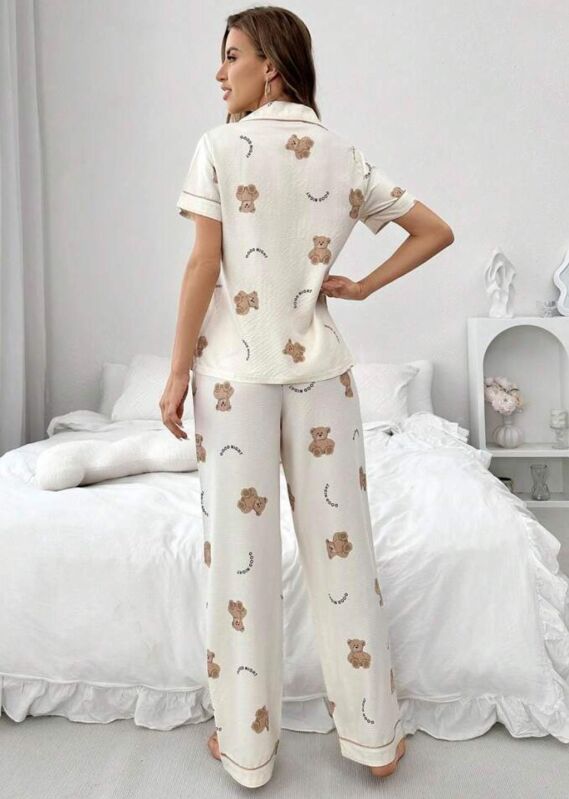 Beatiful Krinkıl Teddy Bear Örme Special Kumaş Pijama Takımı - 2