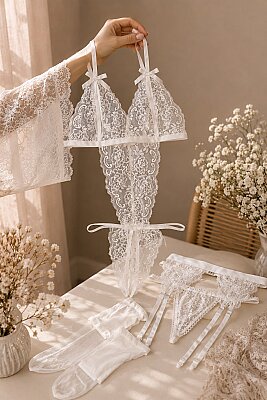 Bella Lace Bridal Set 5 parça - ÇeyizeDairHerşey (1)