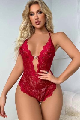 Red dantel fantazi bodysuit 6708 - ÇeyizeDairHerşey