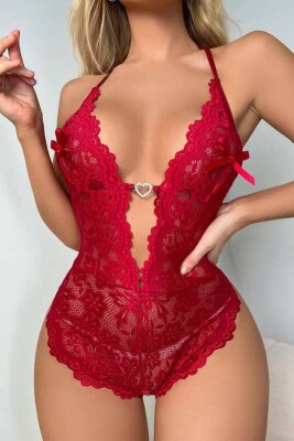 Red dantel fantazi bodysuit 6708 - 4