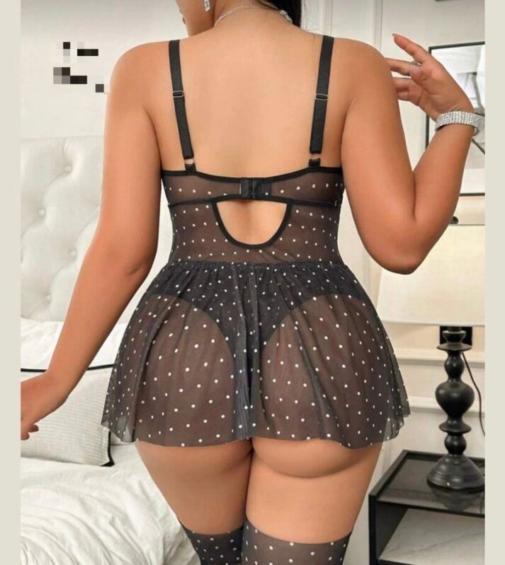 Puantiyeli Tasarım Büyük Beden Jartiyer Çorap Hediyeli 6819 - 3