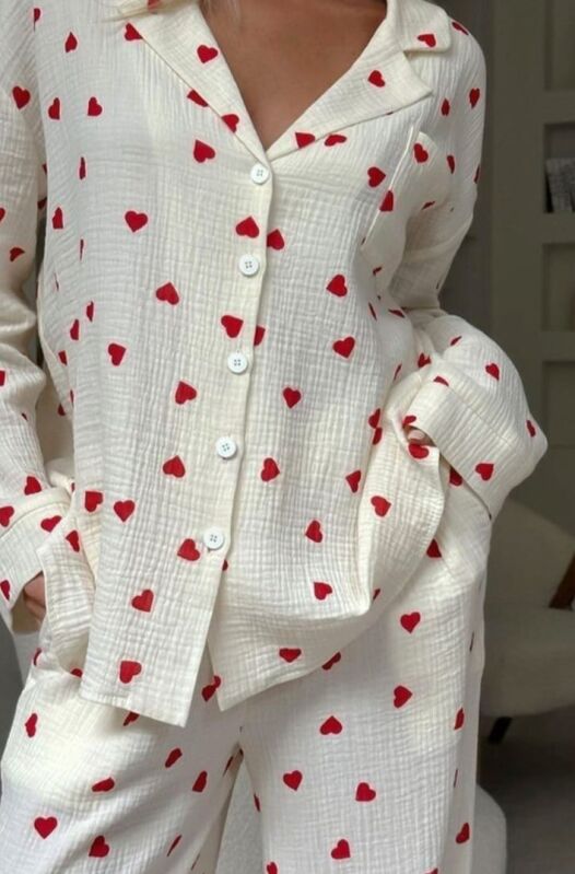 Beatiful Krinkıl Cold Love Örme Special Kumaş Pijama Takımı 6776 - 2