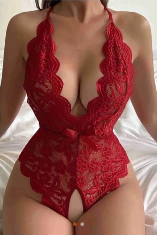 Özel Bölgesi Açık Dantelli Fantazi Bodysuit 6846 - 1