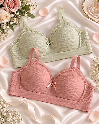 Kadın Bambu Full Likralı Sütyen 2’li Paket –Yeşil-Pudra - ÇeyizeDairHerşey