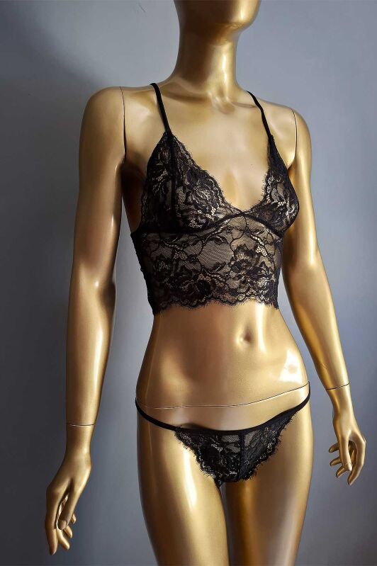  La Rozita Special Black Şifon Dantel Fantazi 4 lü çeyiz seti 6854 - 8