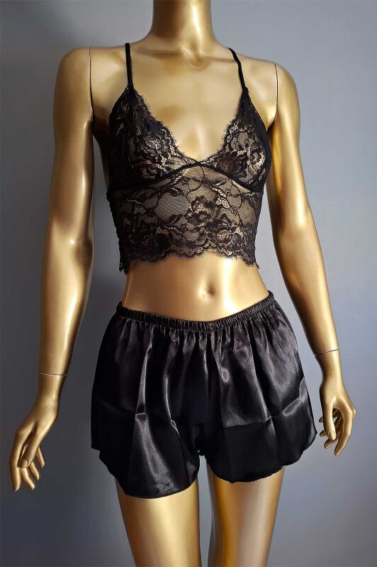  La Rozita Special Black Şifon Dantel Fantazi 4 lü çeyiz seti 6854 - 6