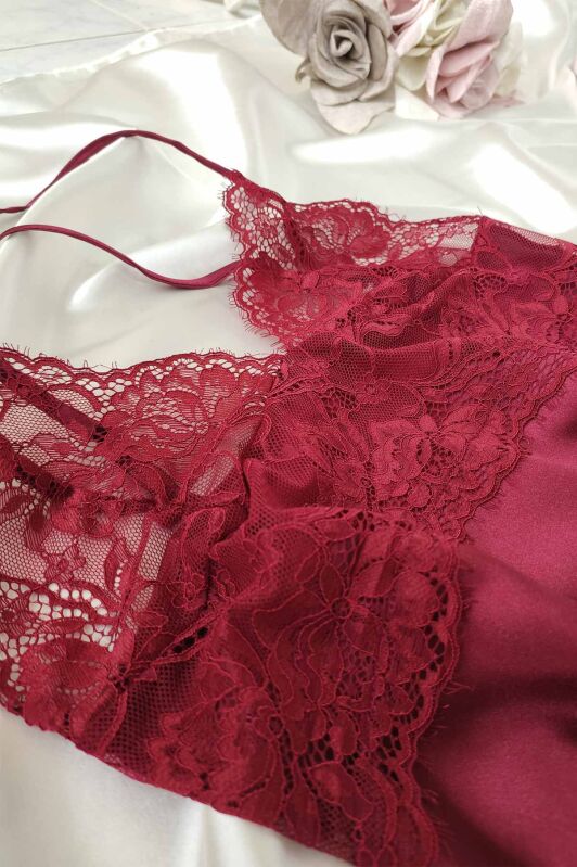  La Rozita Special Bordo 5 Li Saten Şifon Çeyiz Seti 6862 - 7