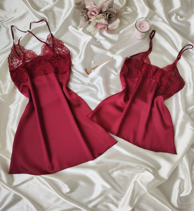  La Rozita Special Bordo 5 Li Saten Şifon Çeyiz Seti 6862 - 2