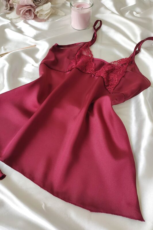  La Rozita Special Bordo 5 Li Saten Şifon Çeyiz Seti 6862 - 6