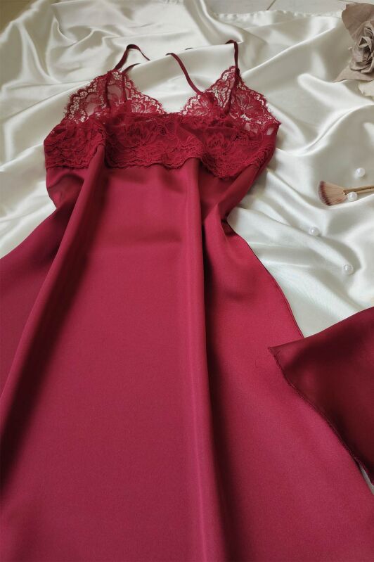  La Rozita Special Bordo 5 Li Saten Şifon Çeyiz Seti 6862 - 4