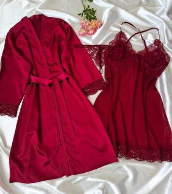 La Rozita Special Burgundy 5 Saten Çeyiz Seti 6869 - 5