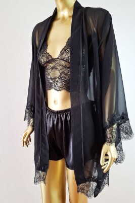 La Rozita Special Black 5 Li Saten Şifon Çeyiz Seti 6843 - 4