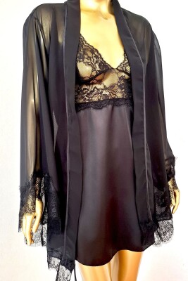 La Rozita Special Black 5 Li Saten Şifon Çeyiz Seti 6843 - 7