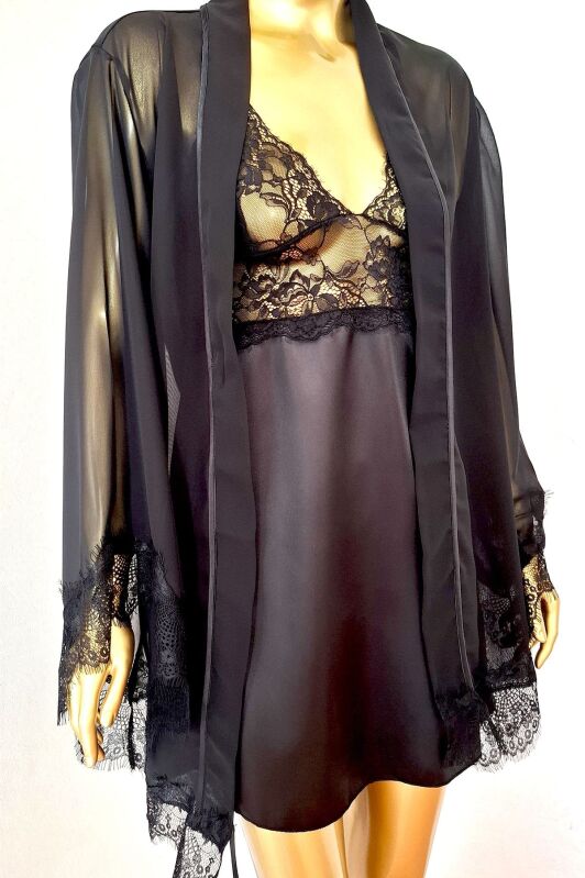 La Rozita Special Black 5 Li Saten Şifon Çeyiz Seti 6843 - 7