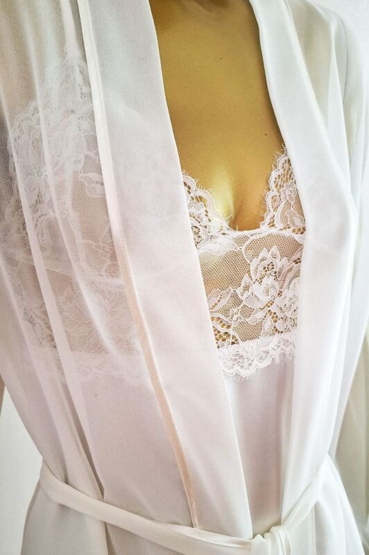  La Rozita Special White 5 Li Saten Şifon Çeyiz Seti 6844 - 4