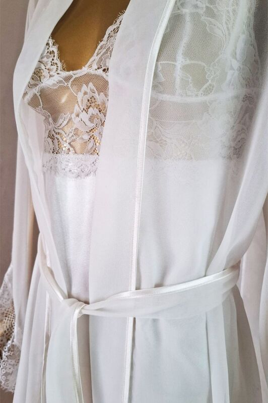  La Rozita Special White 5 Li Saten Şifon Çeyiz Seti 6844 - 6