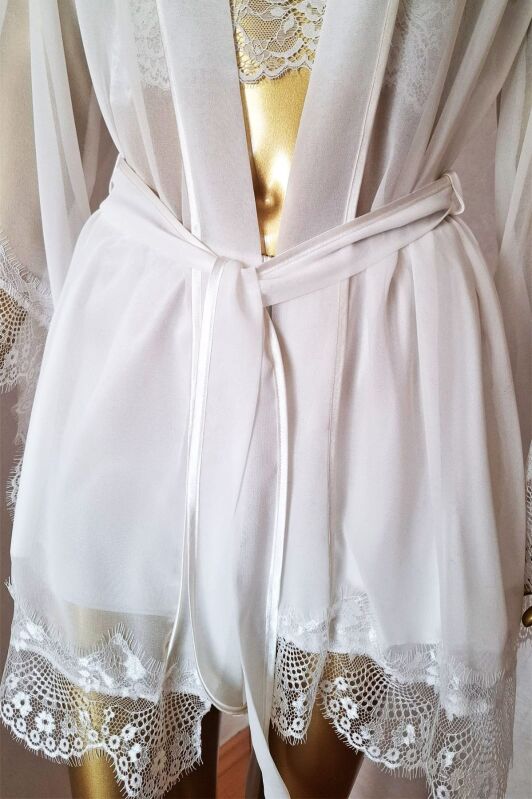  La Rozita Special White 5 Li Saten Şifon Çeyiz Seti 6844 - 5