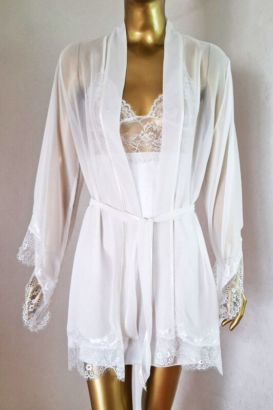  La Rozita Special White 5 Li Saten Şifon Çeyiz Seti 6844 - 1
