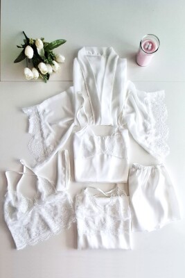  La Rozita Special White 5 Li Saten Şifon Çeyiz Seti 6844 - ÇeyizeDairHerşey (1)