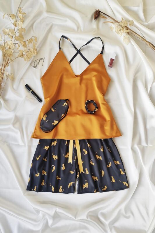 Feline Pamuk Saten 4 lü Şort Takım 6891 - 1