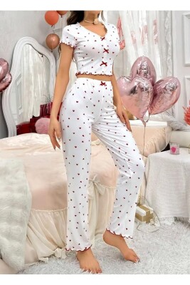Love Bloom Red Crop model KISA KOLLU Pijama Takımı 6848 - 4