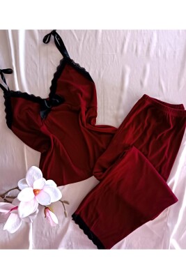 Paila Bordo Fitilli Askılı Pijama Takımı 6713 - 1