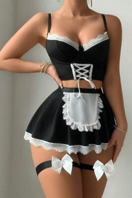 Siyah Fransız Model Hizmetçi Kostüm 6915 - 3